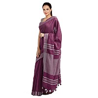 SheenKraft Womens Linen Blend Bhagalpuri Saree with Blouse Piece (Haze_Magenta)