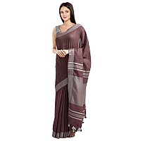 SheenKraft Womens Linen Blend Bhagalpuri Saree with Blouse Piece (Bolus_Brown)