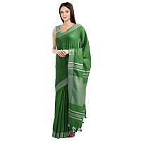 SheenKraft Womens Linen Blend Bhagalpuri Saree with Blouse Piece (Forest_Green)