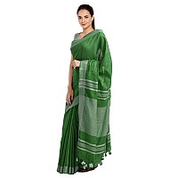 SheenKraft Womens Linen Blend Bhagalpuri Saree with Blouse Piece (Forest_Green)