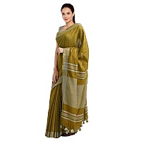 SheenKraft Womens Linen Blend Bhagalpuri Saree with Blouse Piece (Olive_Green)