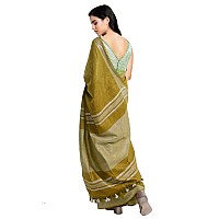 SheenKraft Womens Linen Blend Bhagalpuri Saree with Blouse Piece (Olive_Green)