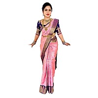 Yashika Womens Fancy Banarasi Kanjivaram Art Silk Saree with Blouse PiecesLight Pink Coloured Kanjivaram Saree AZYSOGYODD