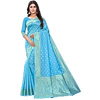 C J Enterprise Womens Banarasi Silk Saree Pure Kanjivaram Silk Sarees Soft Wear Pattu Latest Cotton Party Sari With Blouse Piece