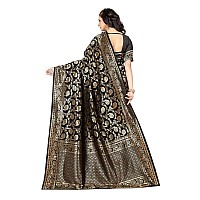 C J Enterprise Womens Pure Soft Kanjivaram Silk Saree Banarasi Design Wear kanchipuram Pattu Sarees Latest Party Cotton Sari With Blouse Piece for Wedding sadi new ladies 2023 2024 (Pari164 Black)