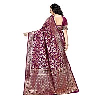 C J Enterprise Womens Pure Soft Kanjivaram Silk Saree Banarasi Design Wear kanchipuram Pattu Sarees Latest Party Cotton Sari With Blouse Piece for Wedding sadi new ladies 2023 2024 (Pari164 Purple)