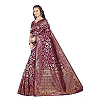 C J Enterprise Womens Pure Soft Kanjivaram Silk Saree Banarasi Design Wear kanchipuram Pattu Sarees Latest Party Cotton Sari With Blouse Piece for Wedding sadi new ladies 2023 2024 (Pari164 Purple)