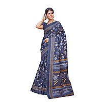 Yashika Womens Printed Trendy Art Silk Saree with Blouse MaterialNavyblue Coloured Art Silk SareeAZYSP1GULZAR NAVY BLUE