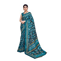 Yashika Womens Printed Trendy Art Silk Saree with Blouse Material||Rama Coloured Art Silk Saree||AZ-YS-P1-GULZAR RAMA