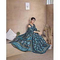 Yashika Womens Printed Trendy Art Silk Saree with Blouse Material||Rama Coloured Art Silk Saree||AZ-YS-P1-GULZAR RAMA