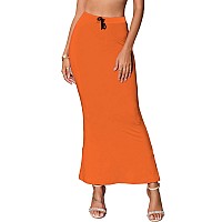 Sugathari Traditional Orange Micro Fiber Solid Saree Shapewear for Women SW FISHCUT Orange XL