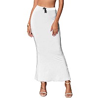 Sugathari Traditional White Micro Fiber Solid Saree Shapewear for Women SW FISHCUT White M