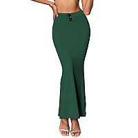 Sugathari Traditional Dark Green Micro Fiber Solid Saree Shapewear for Women SW FISHCUT Bottle Green S