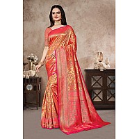 Jaanvi fashion Womens Silk With Zari Work Saree With Blouse Piecevishrutipaithanipink