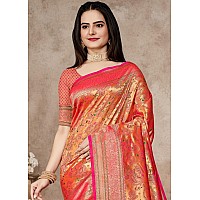 Jaanvi fashion Womens Silk With Zari Work Saree With Blouse Piecevishrutipaithanipink