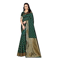 Sugathari Womens Banarasi Saree Pure Kanjivaram Silk Saree Soft new ladies 2023 Design Wear Pattu Sarees Latest Party Sari collections With Blouse Piece for Wedding sadi (SAM PARI-180 DARK GREEN)