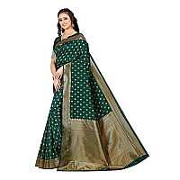 Sugathari Womens Banarasi Saree Pure Kanjivaram Silk Saree Soft new ladies 2023 Design Wear Pattu Sarees Latest Party Sari collections With Blouse Piece for Wedding sadi (SAM PARI-180 DARK GREEN)