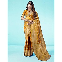 SAMAH Womens Art Silk Banarasi Jacquard Saree with Unstitched Blouse Piece 3409S112NTurmeric Yellow Gold