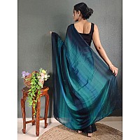 Satrani Womens Georgette Printed Ready To Wear Saree with Unstitched Blouse Piece 3374S362NABlue Dark Blue Navy Blue3