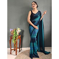 Satrani Womens Georgette Printed Ready To Wear Saree with Unstitched Blouse Piece 3374S362NABlue Dark Blue Navy Blue3