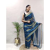 Sidhidata Womens Georgette Lining Ready To Wear one Minute Saree With Unstitched Blouse Piece (33 Patti Rama_Rama_Free Size)