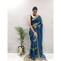 Sidhidata Womens Georgette Lining Ready To Wear one Minute Saree With Unstitched Blouse Piece (33 Patti Rama_Rama_Free Size)