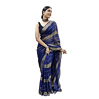 Sidhidata Womens Georgette Lining Ready To Wear one Minute Saree With Unstitched Blouse Piece (33 Patti Navy_Bottle Green_Free Size)