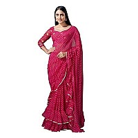 Womanista Womens Leheriya Poly Georgette Saree TI5103APink