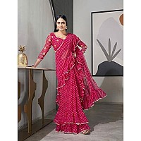 Womanista Womens Leheriya Poly Georgette Saree TI5103APink