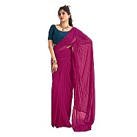 SIRIL Womens Georgette Sequence Work Saree With Unstitched Blouse Piece 3475S706Rani Pink