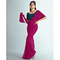 SIRIL Womens Georgette Sequence Work Saree With Unstitched Blouse Piece 3475S706Rani Pink