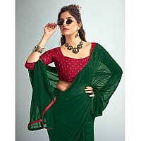 SIRIL Womens Georgette Sequence Work Saree With Unstitched Blouse Piece 3475S704Dark Green