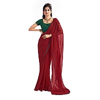 SIRIL Womens Georgette Sequence Work Saree With Unstitched Blouse Piece 3475S710Maroon