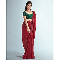 SIRIL Womens Georgette Sequence Work Saree With Unstitched Blouse Piece 3475S710Maroon