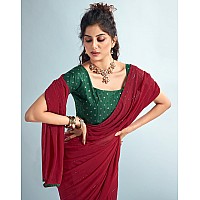 SIRIL Womens Georgette Sequence Work Saree With Unstitched Blouse Piece 3475S710Maroon