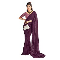 SIRIL Womens Georgette Sequence Work Saree With Unstitched Blouse Piece 3475S702Deep Purple