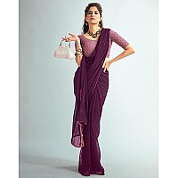 SIRIL Womens Georgette Sequence Work Saree With Unstitched Blouse Piece 3475S702Deep Purple