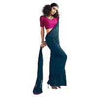 SIRIL Womens Georgette Sequence Work Saree With Unstitched Blouse Piece 3475S705Teal Blue