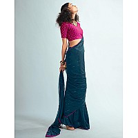 SIRIL Womens Georgette Sequence Work Saree With Unstitched Blouse Piece 3475S705Teal Blue