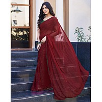 SIRIL Womens Georgette Sequence Work Saree With Unstitched Blouse Piece 3475S710AMaroon