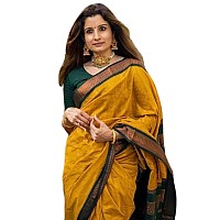 SGF11 Womens Kanjivaram Soft Lichi Silk Saree With Blouse Piece Yellow Green