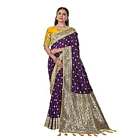 MANOHARI Heavy Banarasi Saree For Women With Unstitch Heavy Blouse Piece18991 Silk Purple