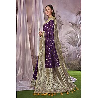 MANOHARI Heavy Banarasi Saree For Women With Unstitch Heavy Blouse Piece18991 Silk Purple