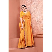 SWADESI STUFF Vichitra Silk Saree with Banglory Silk Blouse Stunning Crystal Fix Embellishments LATEST Wear for Women Yello