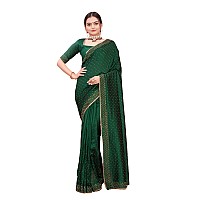 SWADESI STUFF Vichitra Silk Saree with Banglory Silk Blouse Stunning Crystal Fix Embellishments LATEST Wear for Women Green