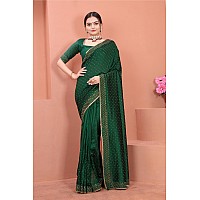 SWADESI STUFF Vichitra Silk Saree with Banglory Silk Blouse Stunning Crystal Fix Embellishments LATEST Wear for Women Green