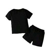 Momdad Smile D7 Text Printed Cotton Baby Black Clothing Setstshirtshorts 3 Different Designs Boysgirls Born Baby To 6 Y