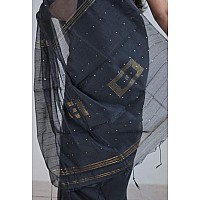 Sareekatha Womens Pure Cotton Saree for women with Blouse. (Black)