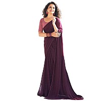 SIRIL Womens Georgette Sequence Work Saree With Unstitched Blouse Piece 3475S702ADeep Purple