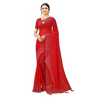 SWADESI STUFF Georgette Saree with Banglory Silk Blouse Stunning Crystal Fix Embellishments Indian Ethnic Wear for Women Re